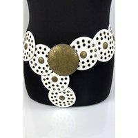 Raffaella Women's Large Disc Belt in White
