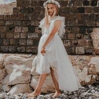 UK Flower Girl Boutique Girl's Bohemian Serendipity Dress in White | Size: 3-4 Years