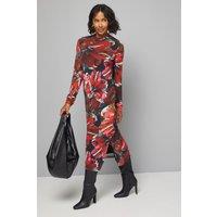 Wallis Women's Black Floral Mesh High Neck Midi Dress | Size: 14