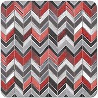 Warren Reed - Designer Red Grey Geometric Pattern Coasters - Set of 4