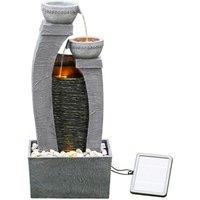 Teamson Home 3-Tier Solar Powered Modern Garden Water Feature with LED Lights in Grey