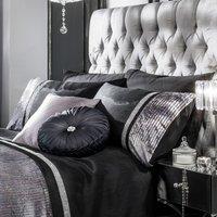 Intimates Elegant Jacquard Weave Duvet Cover & Pillowcase Set in Black | Size: Super King