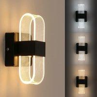 COMELY 10W Modern Indoor Wall Lights, Black Oval Acrylic Wall Lights, 3-Color