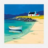 Anthony Barber Hebridean Fishermans Cottage Mounted Print in Blue
