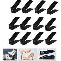 Hygrad Built to Survive 12 Adjustable Shoe Slots Organiser Shoe Stacking Shoe Racks in Black