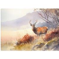 Warren Reed - Designer Stag Deer Water Colour Glass Chopping Board in Brown