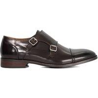 Dune London Men's Wide Fit 'Satchin 2' Leather Monk Shoe in Dark Brown | Size: 8