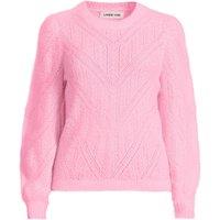Lands' End Women's Eyelash Fuzzy Pointelle Puff Sleeve Sweater in Pink | Size: 20
