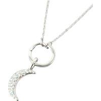 Harfi Women's Sterling Silver Crescent Moon Pendant Charm Necklace | Size: 18 inches