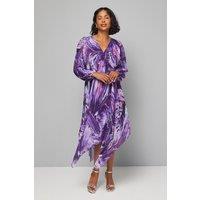 Wallis Women's Abstract Print Pleated Asymmetric Wrap Dress in Navy | Size: 10