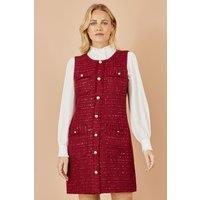 Yumi Women's Burgundy Boucle Tunic Dress | Size: 12
