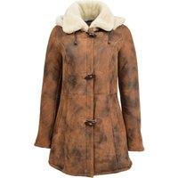House of Leather Women's Sheepskin Shearling Duffle Coat Ellen Brown 20 | Size: 14