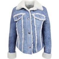 House of Leather Women's Womens Real Sheepskin Shearling Jacket Kylie Blue 16