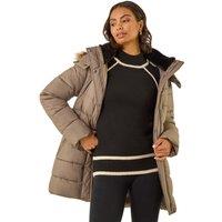Roman Women's Faux Fur Padded Belt Coat in Taupe | Size: 10