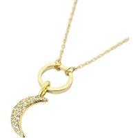 Harfi Women's Gold Plated Crescent Moon Pendant Charm Necklace | Size: 18 inches