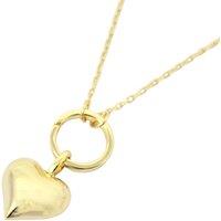 Harfi Women's Gold Plated Puffed Heart Pendant Love Charm Necklace | Size: 18 inches