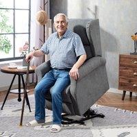 HOMCOM Power Lift Chair, Fabric Recliner Armchair w/ Remote Charcoal Grey