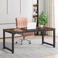 Wyld and Coco Large Industrial Office Desk Brown and Black