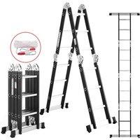 SPETLEK Aluminium Combination Step Ladder Foldable Multi-Purpose in Black