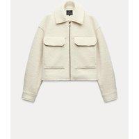 OUTTA BOX Women's Wool-blend Jacket with Flap Pockets in Cool White | Size: Small