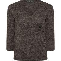 PixieGirl Women's Petite Marl Wrap Top in Chocolate | Size: 16