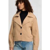 OUTTA BOX Women's Women's Winter Short Wool Blend Jacket with Lapel Collar in Brown | Size: Large