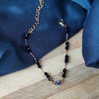 The Colourful Aura Women's Evil Eye Black Beads Indian Mangalsutra Protection Nazaria Bracelet