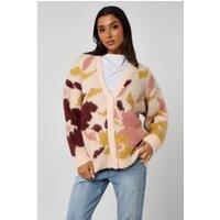Urban Bliss Women's Wool Blend Floral Cardigan in Pink | Size: Small