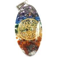 KDMD Women's Orgonite Power Pendant - 7 Stone Chakra Oval with Tree