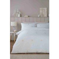 Serene 'Emily Embroidery' Easy Care Embroidered Leaf Duvet Cover Set in Natural | Size: Single