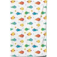 Warren Reed - Designer Swimming Fish Tea Towel in Blue