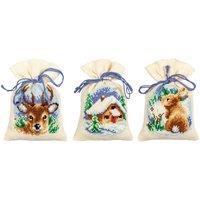 Vervaco PPBAG PK3 WNTR TIME - Counted Cross Stitch Kit: Gift Bags: Wintertime: Set of 3