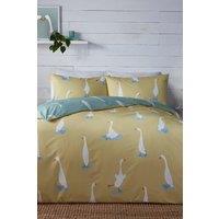 Fusion 'Puddles The Duck' Easy Care Reversible Duvet Cover Set in Yellow | Size: Double