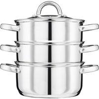 Cooks Professional 3-Tier Stainless Steel Steamer Pan with Lid & Handles in Silver | Size: Small