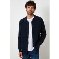 Threadbare Men's Knitted Collared Cardigan Jacket in Navy | Size: Medium