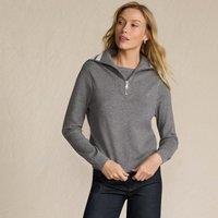 Lands' End Women's Silk Touch Double Layer Quarter Zip Sweater in Grey | Size: 20