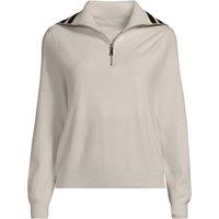 Lands' End Women's Silk Touch Double Layer Quarter Zip Sweater in Ivory | Size: 20