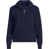 Lands' End Women's Silk Touch Double Layer Quarter Zip Sweater in Navy | Size: 10-12