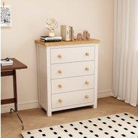 Cabinet Bits Maggiori 4 Drawer Chest of Drawers Wood Knob in Off-White