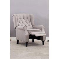 More4Homes Althorpe Wing Back Recliner Button Back Fireside Linen Chair in Grey