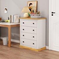 Cabinet Bits Trevi 4 Drawer Chest of Drawers Brass Knob in Off-White