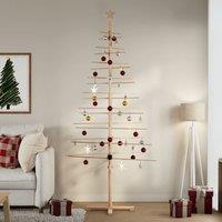 Berkfield Home Wooden Christmas Tree for Decoration 210 cm Solid Wood Pine in Brown