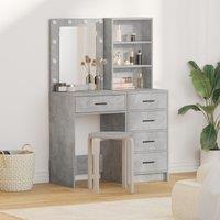 Berkfield Home 2 Piece Dressing Table Set with LED Concrete Grey Engineered Wood