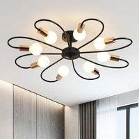Garwarm 8-Light Industrial Vintage Metal Chandelier for Kitchen Living Room in Black