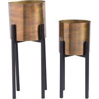 Country Living Set of 2 Iron Planters on Stands Gold & Bronze