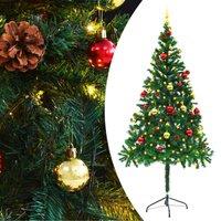 Berkfield Home Artificial Pre-lit Christmas Tree with Baubles Green 180 cm