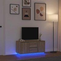 Berkfield Home TV Cabinet with LED Lights Sonoma Oak 100x41x50 cm in Brown | Size: 100 x 41 x 50 cm