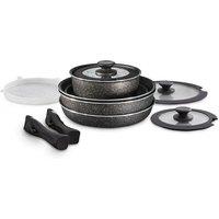 Tower Freedom Stacking Cookware Set, 13 Piece, Precision Non-Stick, T900160 in Black