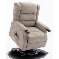 More4Homes Ashfield Electric Fabric Dual Motor Rise Recliner Lift Mobility Chair in Light Brown