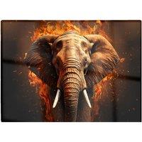 Warren Reed - Designer Splashart Elephant & Fire Glass Chopping Board in Orange
